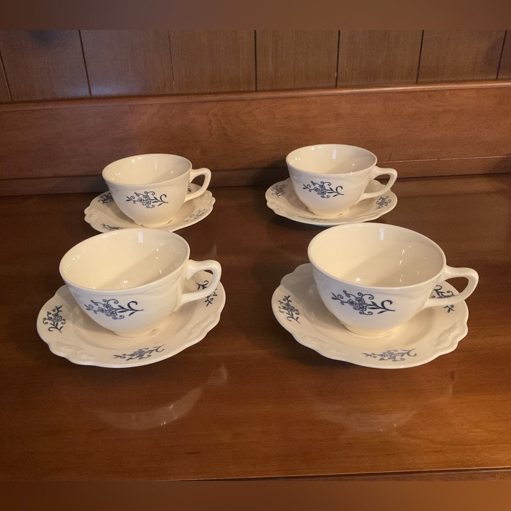 Homer Laughlin  Dresden Cream and Blue Floral Mugs
